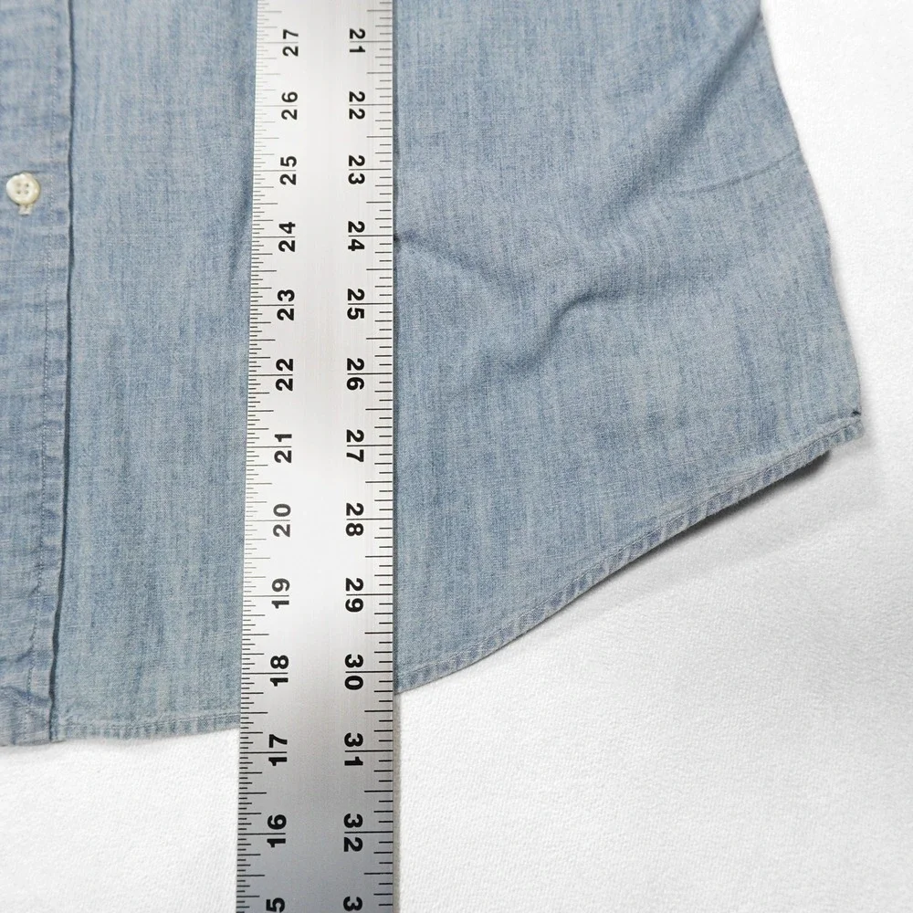 RALPH LAUREN Men's Size L Blue Cotton Chambray Button Down Long Sleeve Shirt - Picture 8 of 8